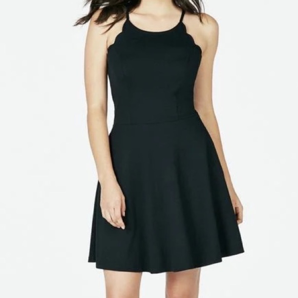 JUSTFAB Fit and Flare Scallop Dress Black XL